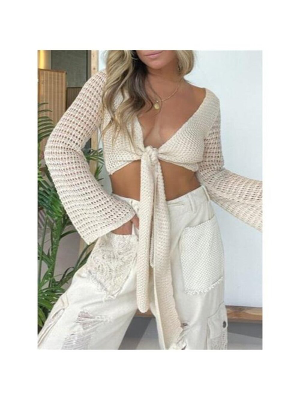 Crochet Tie-Front Cardigan